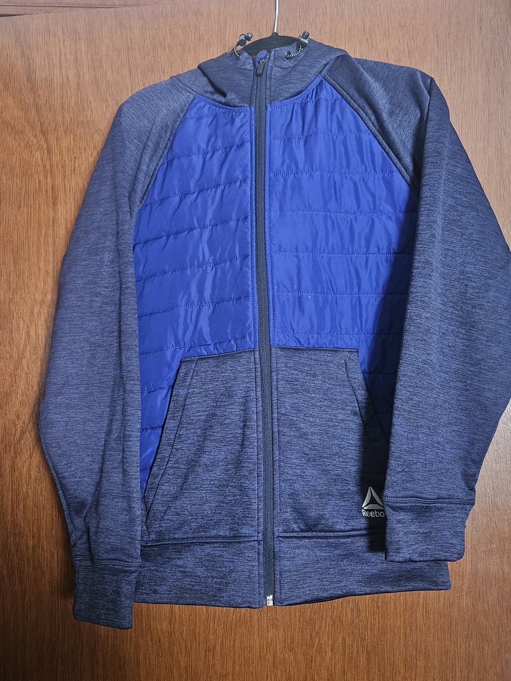 Reebok Youth Navy Heather & Royal Blue Quilted Front Hoodie